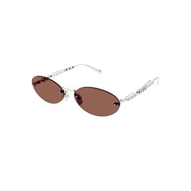 Gucci GG 1922S 002 62 Kadın Oval Gri Metal Güneş Gözlüğü