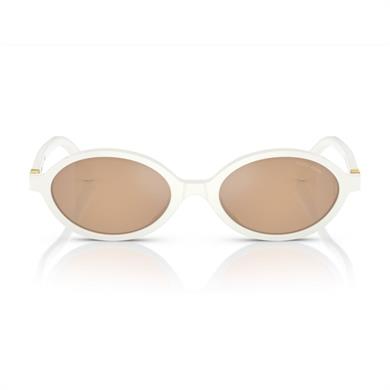 Miu Miu 04ZS 14240D 50 Kadın Aynalı Oval Beyaz Kemik Güneş Gözlüğü