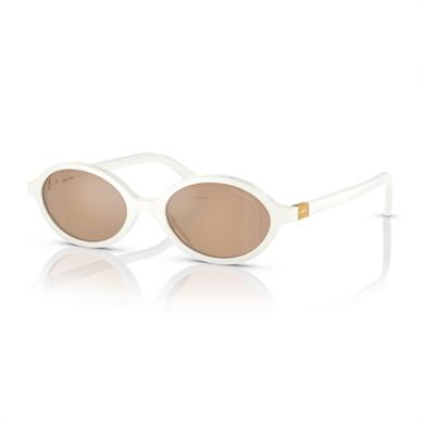 Miu Miu 04ZS 14240D 50 Kadın Aynalı Oval Beyaz Kemik Güneş Gözlüğü