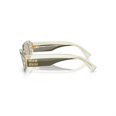 Miu Miu 08YS 13M04F 51 Kadın Dikdörtgen Şeffaf Yeşil Kemik Güneş Gözlüğü