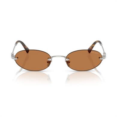 MIU MIU A54S 1BC90Q 51 Kadın Oval Gri Metal Güneş Gözlüğü