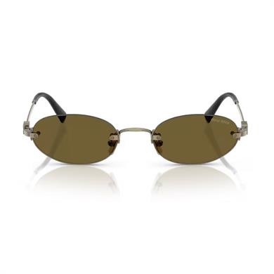MIU MIU A54S 26C09Z 51 Kadın Oval Mat Gold Metal Güneş Gözlüğü