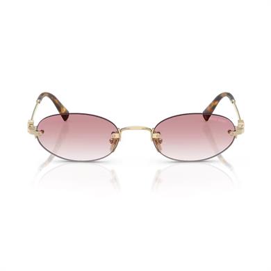 MIU MIU A54S ZVN70O 51 Kadın Oval Gold Metal Güneş Gözlüğü