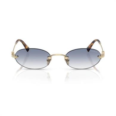 MIU MIU A54S ZVN80O 51 Kadın Oval Gold Metal Güneş Gözlüğü