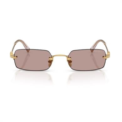MIU MIU B50S 5AK20I 52 Unisex Dikdörtgen Gold Metal Güneş Gözlüğü