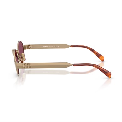 MIU MIU B51S 7OE30Y 47 Kadın Oval Gold Metal Güneş Gözlüğü