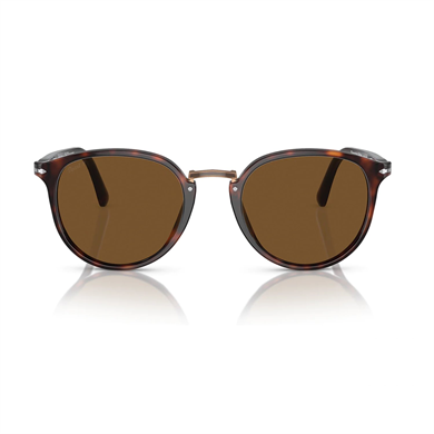 Persol PO 3210S 2457 54 Unisex Polarize Oval Kırçıllı Kahverengi Kemik Güneş Gözlüğü