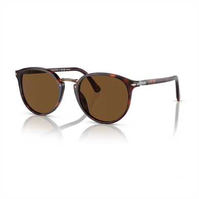 Persol PO 3210S 2457 54 Unisex Polarize Oval Kırçıllı Kahverengi Kemik Güneş Gözlüğü