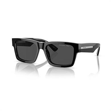 Prada PR 25ZS 1AB08G 53 Unisex Dikdörtgen Siyah Kemik Güneş Gözlüğü