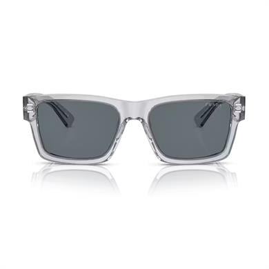 Prada PR 25ZS U430A9 56 Unisex Dikdörtgen Şeffaf Kristal Gri Kemik Güneş Gözlüğü