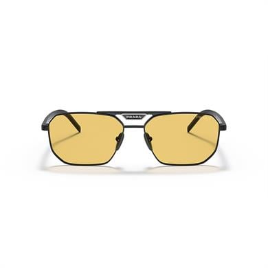 Prada PR 58YS 1BO0B7 57 Erkek Dikdörtgen Siyah Metal Güneş Gözlüğü