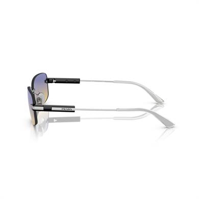 Prada PR 68ZS 1BC06Z 60 Erkek Oval Gri Metal Güneş Gözlüğü