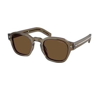 Prada PR A16S 18T70F 49 Unisex Geometrik Şeffaf Kahverengi Kemik Güneş Gözlüğü