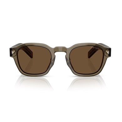 Prada PR A16S 18T70F 49 Unisex Geometrik Şeffaf Kahverengi Kemik Güneş Gözlüğü