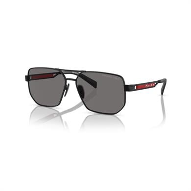 Prada PR A51ZS 1B002G 59 Linea Rossa Erkek Kare Polarize Siyah Metal Güneş Gözlüğü