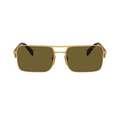 Prada PR A52S 15N01T 56 Erkek Dikdörtgen Gold Metal Güneş Gözlüğü