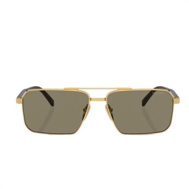 Prada PR A57S 5AK90F 58 Erkek Dikdörtgen Gold Metal Güneş Gözlüğü