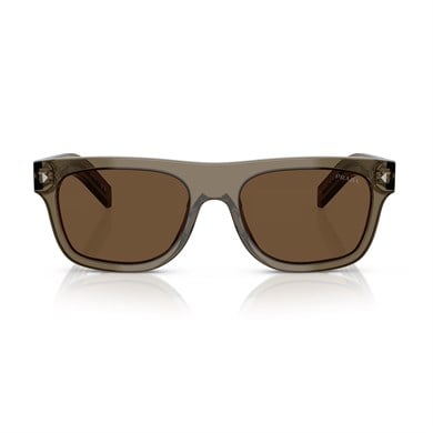 Prada PR B12S 18T70F 55 Unisex Dikdörtgen Şeffaf Kahverengi Kemik Güneş Gözlüğü