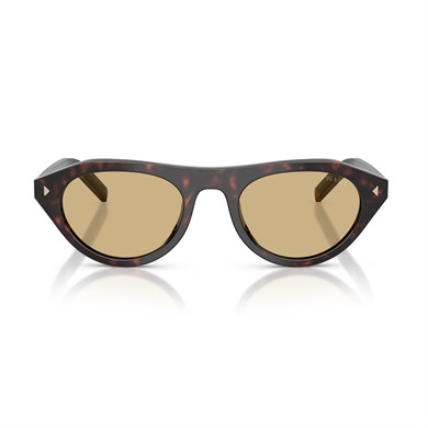 Prada PR B15S 17N70R 51 Unisex Oval Kırçıllı Kahverengi Kemik Güneş Gözlüğü