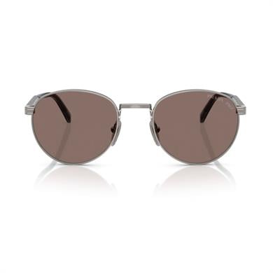 Prada PR B51S 5AV05C 53 Unisex Oval Gri Metal Güneş Gözlüğü