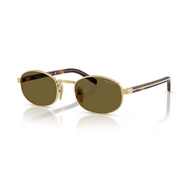 Prada PR B53S 5AK09Z 52 Unisex Oval Gold Metal Güneş Gözlüğü