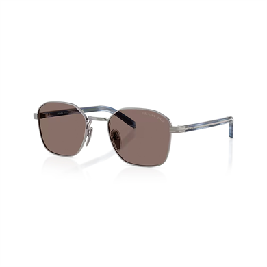 Prada PR C50S 5AV05C 51 Unisex Polarize Geometrik Gri Metal Güneş Gözlüğü