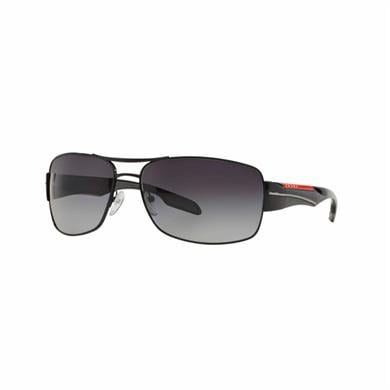 Prada PS 53NS 7AX5W1 65 Erkek Oval Polarize Siyah Metal Güneş Gözlüğü