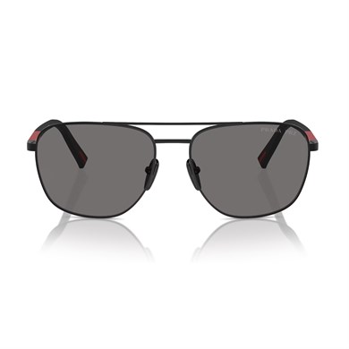Prada PS 54ZS 1BO02G 60 Linea Rossa Erkek Polarize Geometrik Siyah Metal Güneş Gözlüğü