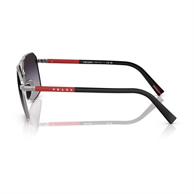 Prada PS A50S 5AV09U 60 Linea Rossa Erkek Geometrik Gun Metal Güneş Gözlüğü