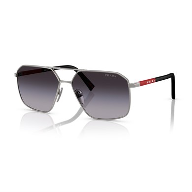 Prada PS A50S 5AV09U 60 Linea Rossa Erkek Geometrik Gun Metal Güneş Gözlüğü