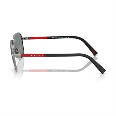 Prada PS A51S 5AV10J 57 Linea Rossa Erkek Aynalı Geometrik Gun Metal Güneş Gözlüğü
