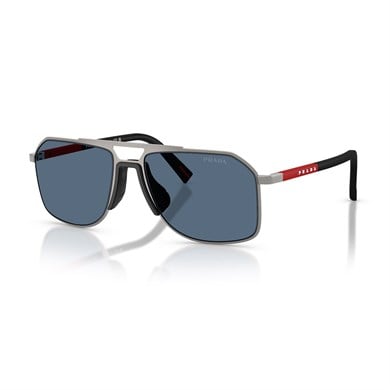 Prada PS B51S 5AV06A 56 Linea Rossa Erkek Geometrik Gun Metal Güneş Gözlüğü