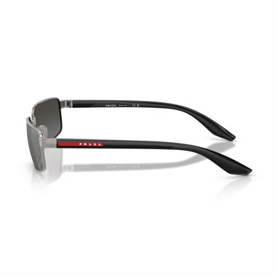Prada PS B54S 5AV41A 59 Linea Rossa Erkek Dikdörtgen Gri Aynalı Metal Güneş Gözlüğü