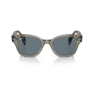 Ray-Ban RB 0880S 66353R 52 Polarize Unisex Kare Şeffaf Yeşil Kemik Güneş Gözlüğü