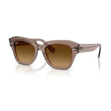 Ray-Ban RB 2186 682785 49 State Street Unisex Kare Şeffaf Kahverengi Kemik Güneş Gözlüğü