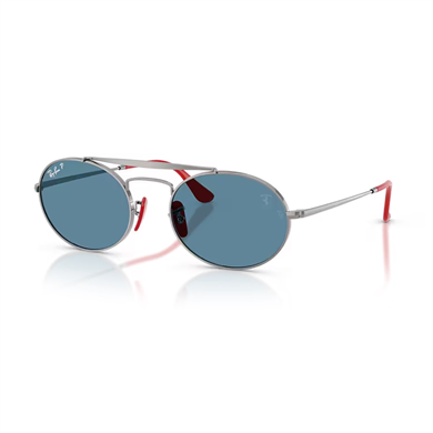 Ray-Ban RB 3775M F001S2 54 Scuderia Ferrari Unisex Polarize Oval Gri Metal Güneş Gözlüğü