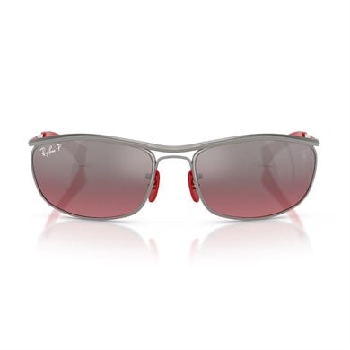 Ray-Ban RB 3819M F0017A 62 Scuderia Ferrari Unisex Polarize Oval Gri Aynalı Metal Güneş Gözlüğü
