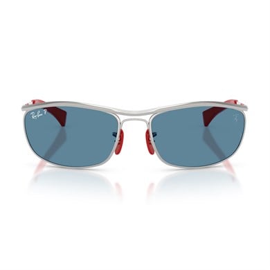 Ray-Ban RB 3819M F007S2 62 Scuderia Ferrari Unisex Polarize Oval Gümüş Metal Güneş Gözlüğü