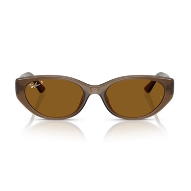 Ray-Ban RB 4457D 677983 55 Unisex Polarize Yastık Şeffaf Kahverengi Kemik Güneş Gözlüğü