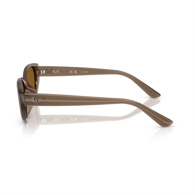 Ray-Ban RB 4457D 677983 55 Unisex Polarize Yastık Şeffaf Kahverengi Kemik Güneş Gözlüğü