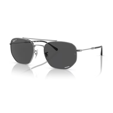 Ray-Ban RB 3707 004K8 57 Unisex Polarize Geometrik Gri Metal Güneş Gözlüğü