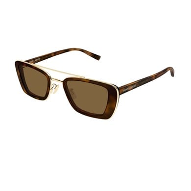 Saint Laurent SL 825 002 50 Unisex Geometrik Kırçıllı Kahverengi Kemik Güneş Gözlüğü