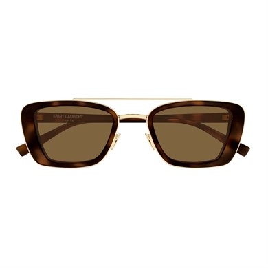 Saint Laurent SL 825 002 50 Unisex Geometrik Kırçıllı Kahverengi Kemik Güneş Gözlüğü