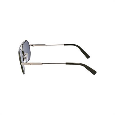 Salvatore Ferragamo SF 303SL 726 60 Erkek Aynalı Geometrik Koyu Yeşil Metal Güneş Gözlüğü 