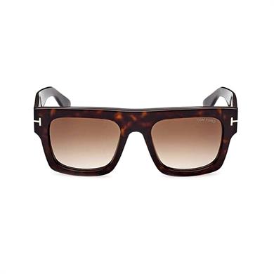 Tom Ford FT0711 ECO 52F 6 53 Fausto Unisex Kare Kırçıllı Kahverengi Kemik Güneş Gözlüğü