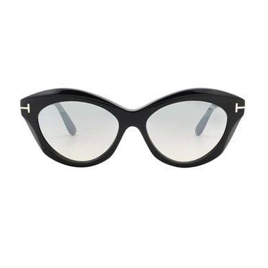 Tom Ford TF 1111S 01CG 56 Kadın Cat Eye Siyah Aynalı Kemik Güneş Gözlüğü