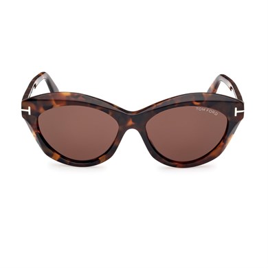 Tom Ford TF 1111S 52E 55 Kadın Cat Eye Kırçıllı Kahverengi Kemik Güneş Gözlüğü