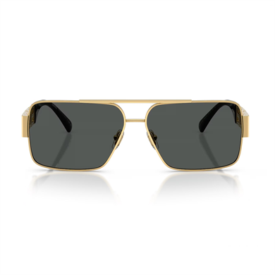 Versace VE 2290 100287 61 Erkek Dikdörtgen Gold Metal Güneş Gözlüğü