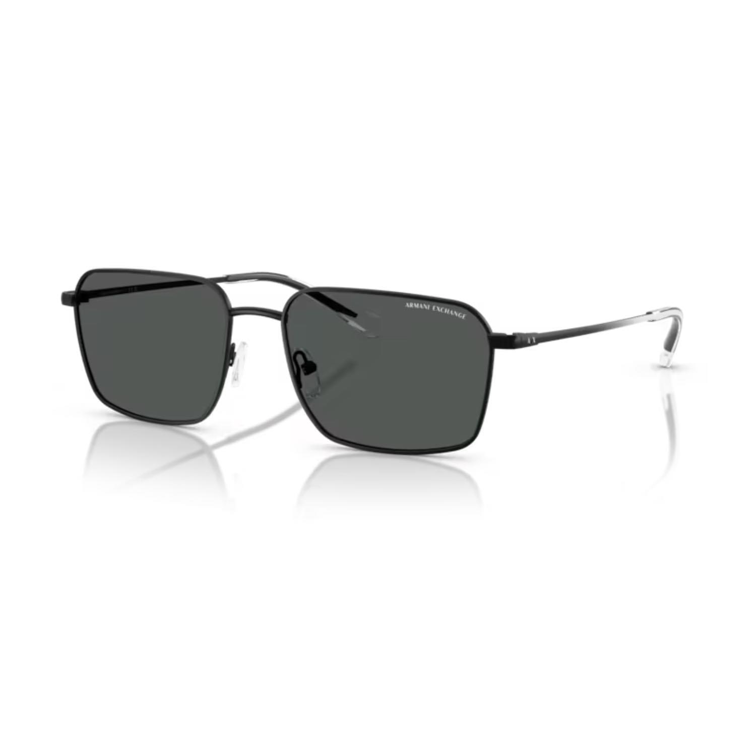Armani Exchange AEX 2053S 600087 57 Erkek Dikdörtgen Siyah Metal Güneş Gözlüğü