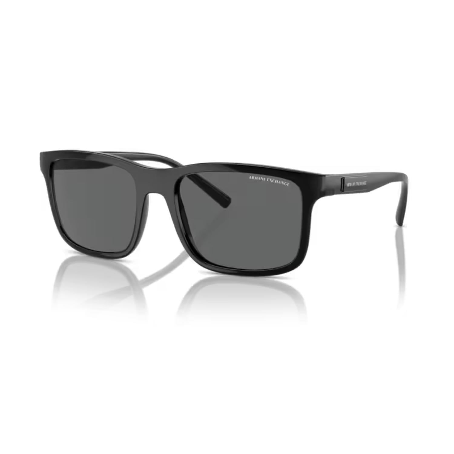 Armani Exchange AEX 4145S 815887 57 Erkek Dikdörtgen Siyah Kemik Güneş Gözlüğü